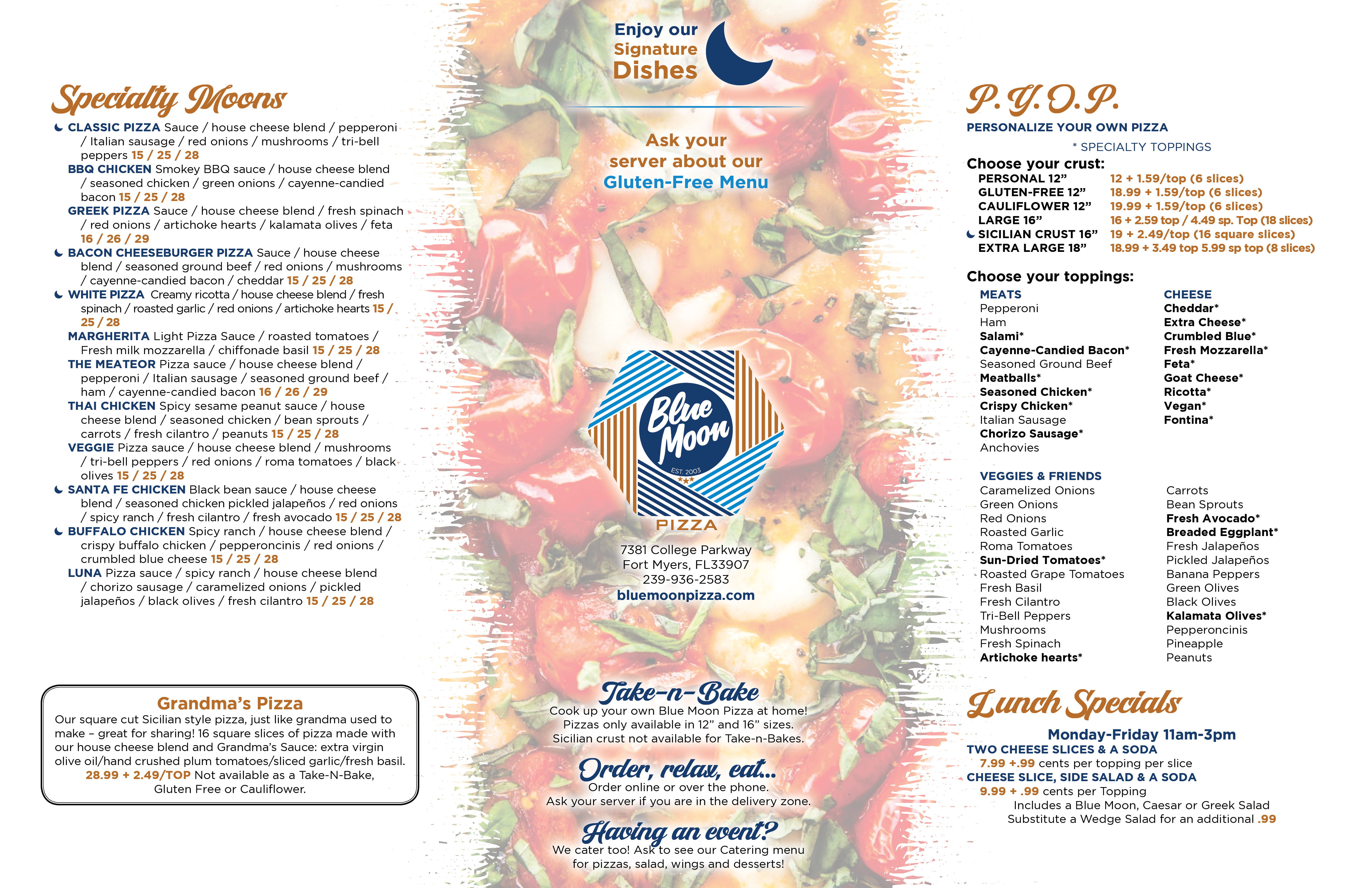 Blue Moon Restaurant Menu